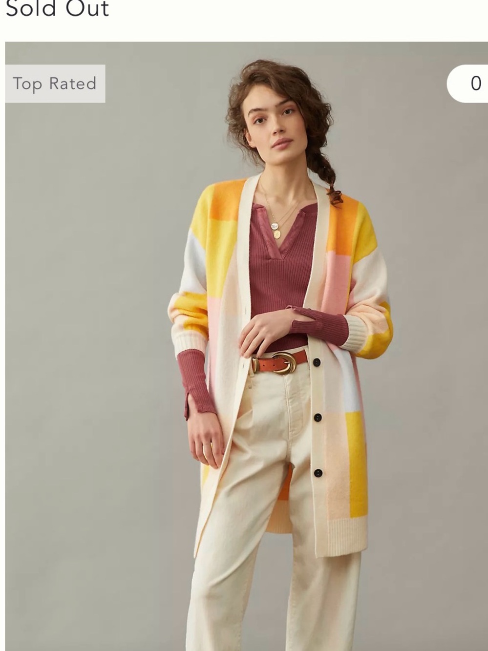 Pastel Block-Pattern Long Cardigan — Cream, Pink, Yellow, Blue